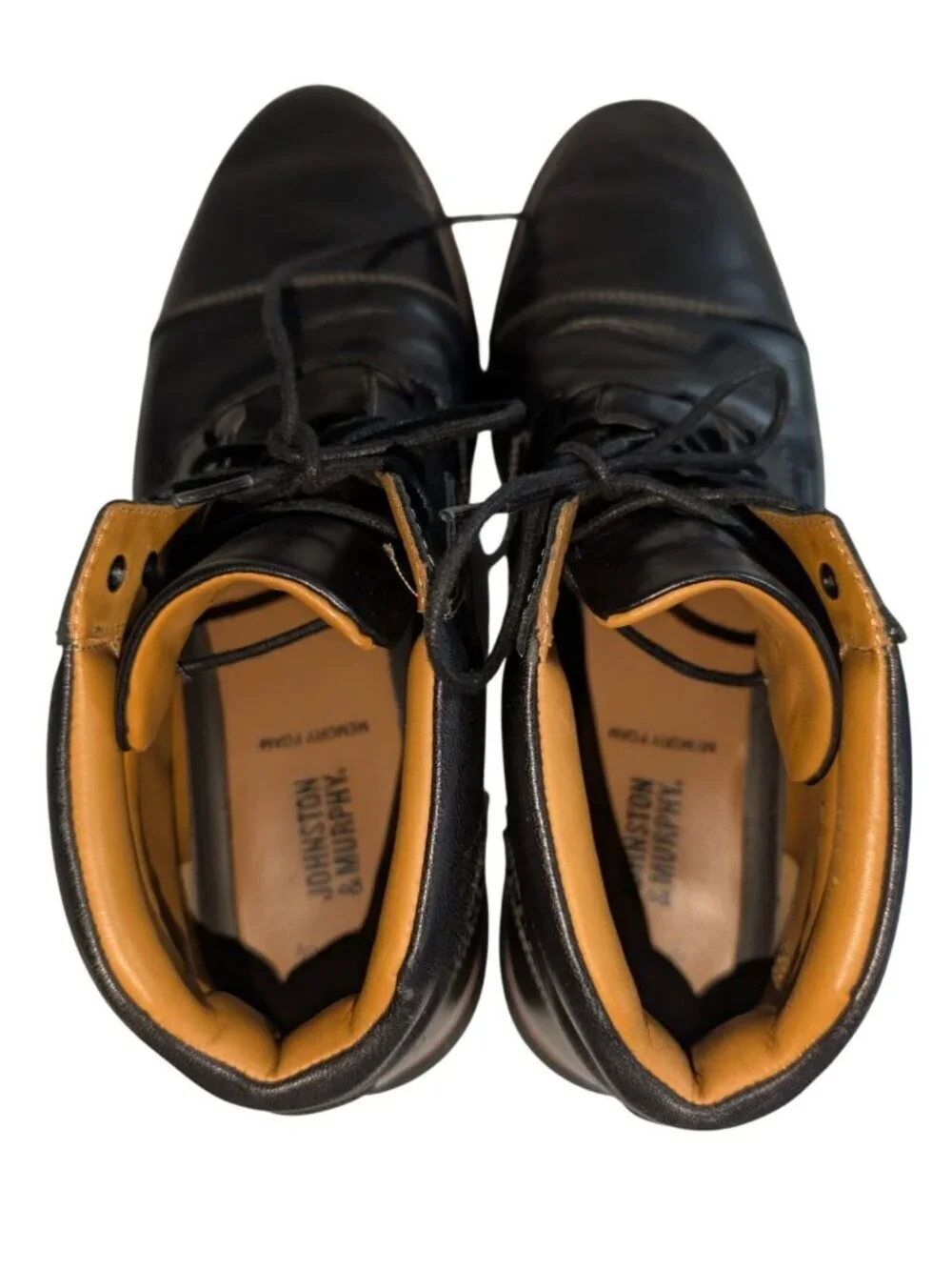 Johnston Murphy Mens 9.5 Black Leather Chukka Boots Cap Toe 20-4921 Memory Foam